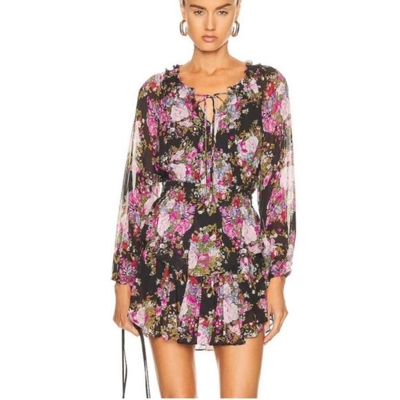 LoveShackFancy Popover Dress V Neck Floral Dress Midnight Muse Size S NWT - Picture 1 of 12